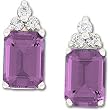 14K White Gold Amethyst and Diamond Earrings