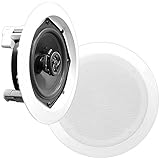 Pyle PDIC81RD In-Wall / In-Ceiling Dual 8-Inch Speaker System, 2-Way, Flush Mount, White (Pair)