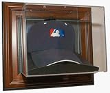 Case-Up Baseball Cap Display Case with Wood Frame and Engraved Team Logo