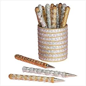 GLITTERING SPARKLE GOLD AND SILVER ELEGANT PEN SET thumbnail