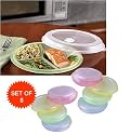 MICROWAVE DIVIDED PLATES WITH VENTED LIDS (SET OF 8 IN ASSORTED COLORS)