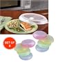 MICROWAVE DIVIDED PLATES WITH VENTED LIDS (SET OF 8 IN ASSORTED COLORS)