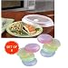 MICROWAVE DIVIDED PLATES WITH VENTED LIDS (SET OF 8 IN ASSORTED COLORS)
