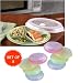 Kitchen & Housewares : MICROWAVE DIVIDED PLATES WITH VENTED LIDS (SET OF 8 IN ASSORTED COLORS)