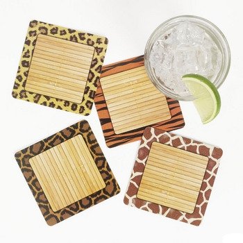 Leopard/animal Print Tiki Lounge Bar Coasters (24 Pack)
