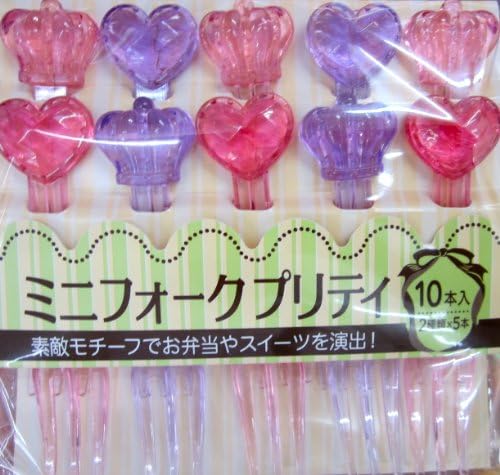 Mini Royal Princess Style Forks Topped w/ Heart & Crown Shapes (Plastic Food Fruit Picks Sticks)