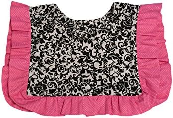 BLACK, PINK, AND WHITE ADULT DRIBBLE BIB WITH RUFFLE - WOMEN