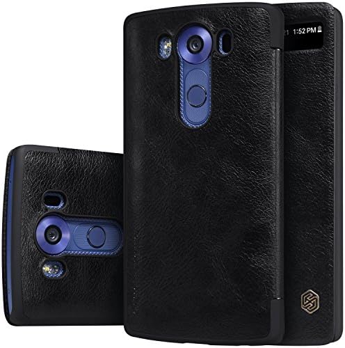 LG V10 Case,Skmy Ultra Slim Smart Wake Up Case - Lightweight, Premium Leather,Dual Material Protective Bumper Case for LG V10 (Black)