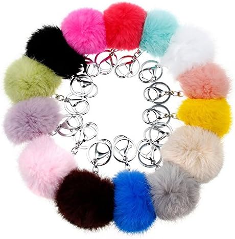 Fluffy Fur Pom Pom Keychain (Black)
