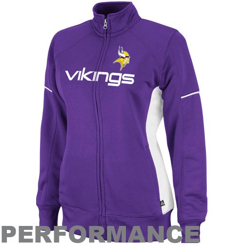 NFL Women's Minnesota Vikings Counter Long Sleeve Mockneck Full-Zip Track Jacket (Regal Purple/White, Large)
