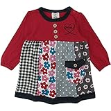 【H27年秋冬物】 chocola(ショコラ) ガーゼ天竺パッチワーク風ワンピース 95cm/アカ NO.CH-1511-53026