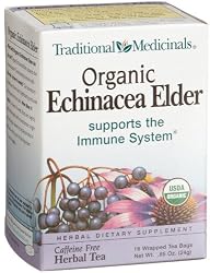 Traditional Medicinals Organic Echinacea Elder Herbal Tea, 16-Count Wrapped Tea Bags (Pack of 6)