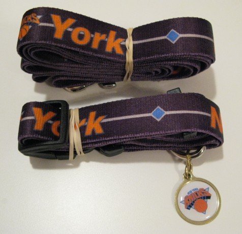 New York Knicks Pet Accessories Set - Small (6' Leash, Collar, and ID Tag)