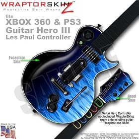 Fire Blue WraptorSkinz Skin fits XBOX 360 & PS3 Guitar Hero III Les Paul Controller (GUITAR NOT INCLUDED)