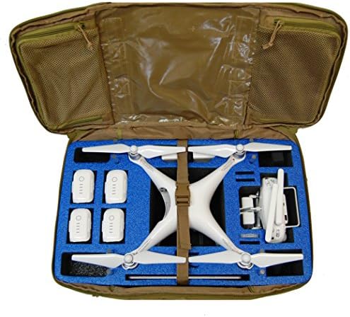 Microraptor Pro Backpack and Duffle Bag designed to fit the DJI PHANTOM 4 (Tan Backpack, Blue Foam)