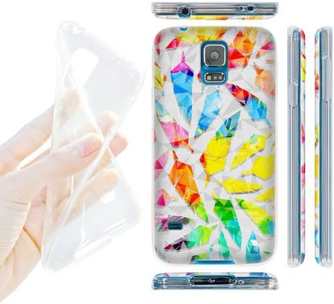 Head Case Designs Watercolour Geometric Feathers Soft Gel Back Case Cover for Samsung Galaxy S5