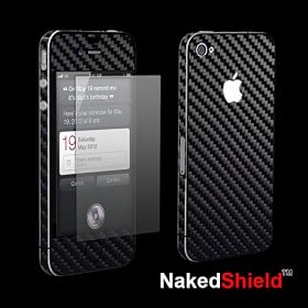 Apple iPhone 4 4S 3M Di-Noc Graphite Carbon Fiber Skin Guard + Naked Shield Invisible Screen Protector by 