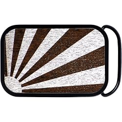Real Wood Silver Rising Sun Belt Buckle