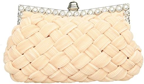 Garden Promo Bridal Bridesmaid Wallet Womens Handbag Wedding Evening Braided Rhinestone Purse Clutch Apricot