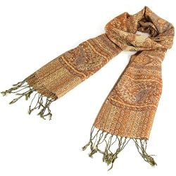 New Paisley Gold Tapestry Long Scarf Wrap Shawl 70x12 Orange