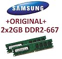 4GB Dual Channel Kit Samsung original 2 x 2 GB 240 pin DDR2-667 (PC2-5300) 128Mx8x16 double side (2x M378T5663EH3-CE6)