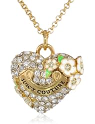 Juicy Couture Pave Heart and Flower Pendant, 32"