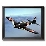 WWII Japanese Zero Military Airplane Aircraft Aviation Wall Picture Black Framed Art Print