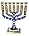 Golden Menorah 7 Branch 12 Tribes Of Israel Jerusalem Menora Blue Enamel 4.7