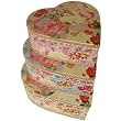 Punch Studio Set of 3 Nested Pastel Roses Heart Keepsake boxes