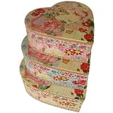 Set of 3 Nested Heart Keepsake boxes decorated with florals