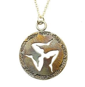 Triskelion Iridescent Pendant Necklace on Rolo Chain