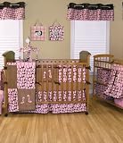 KENYA PINK 4-PC CRIB SET: 4-PIECE BUMPER SET - COVERLET - SKIRT - CRIB SHEET - 106490- By Trend Lab