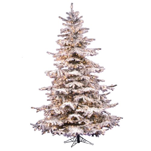 Flocked Sierra Fir 7.5' Artificial Christmas Tree with Clear Lights On Sale