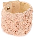 Streets Ahead 2 1/4 Tonal Ivory Embroidered Satin Floral Rosette Cuff Bracelet