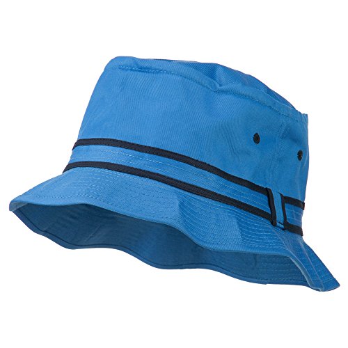 Striped Hat Band Fisherman Bucket Hat - Blue Navy