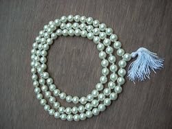 White Pearl Full Mala with Traditional Knots (108+1) Beads for Love & Happiness