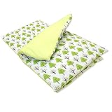 【リバーシブル】お昼寝布団カバーセット　【2重ガーゼ生地　パイル生地　掛カバー敷きカバー】 (ツリー（グリーン）)