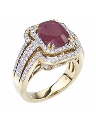 18K Yellow Gold Ruby and Diamond Ring -- LIFETIME WARRANTY