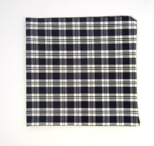 100% Cotton Navy White Check Plaid Pocket Square