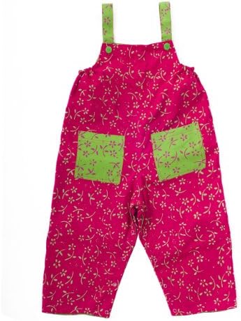 Reversible Twill Overalls Raspberry Flowers 3T