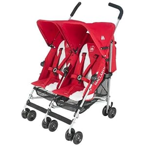 Maclaren Twin Triumph Stroller, Scarlet and Silver