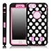 iPhone 6S / 6 Case, E LV iPhone 6S / 6 Case - Deluxe Printed Hard Soft High Impact Hybrid Armor Defender Case for Apple iPhone 6S / 6 with 1 Screen Protector, 1 Stylus and 1 Microfiber Digital Cleaner (Polka Dot Hot Pink)