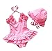 Chinaface Baby Girls Princess Flower Flounced One Piece Swimsuit w/Hat