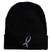 Cancer Color Ribbon Embroidered Long Beanie - Purple OSFM