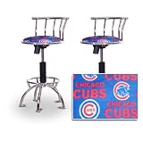 2 24"-29" Chicago Cubs Soft Seat Baseball MLB Chrome Adjustable Specialty / Custom Barstools Set