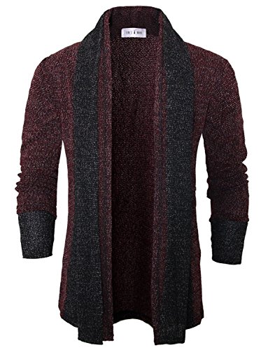 Tom's Ware Mens Classic Slim Fit Knit Open-Front Cardigan