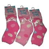 3 Pairs of Girls Soft & Cosy Socks 4-5.5 Pale Pink & 2x Sugar Pink