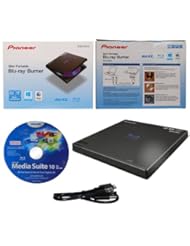 Personal Computer: Pioneer 6X Slim Portable USB 3.0 BD/DVD/CD Burner Support BDXL External Blu-Ray Writer in Retail Box + CyberLink Software +USB Cable (BDR-XD05) - Pioneer