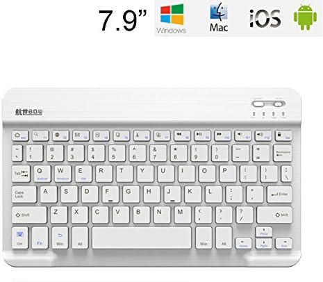BOW 7.9" Ultra-Slim Bluetooth Keyboard for Apple iPad Air 3/2/1, iPad Pro, iPad Mini 4/3/2/1, iPad 4/ 3/ 2, iPhone 6/6S, iPhone 6 plus and other Bluetooth Enabled Devices, White Color