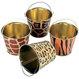 12 Mini Safari Wild Animal Print Tin Pails